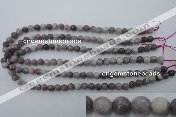 CTO482 15.5 inches 8mm faceted round pink tourmaline gemstone beads