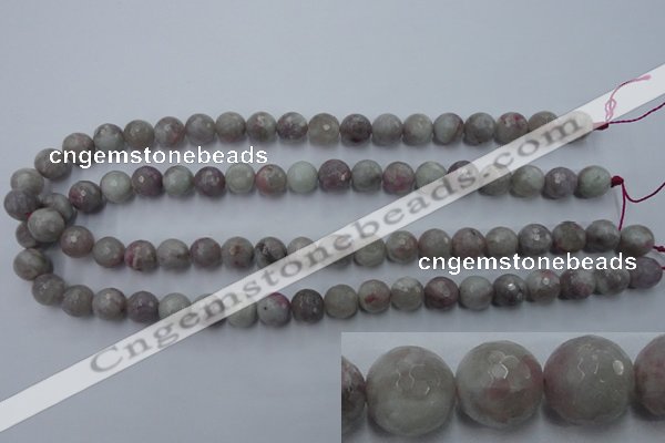 CTO483 15.5 inches 10mm faceted round pink tourmaline gemstone beads