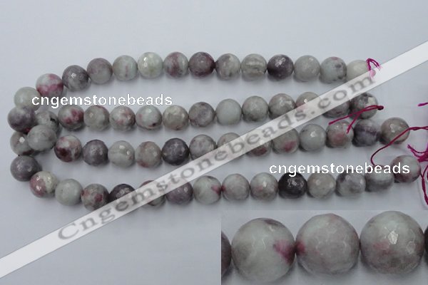 CTO485 15.5 inches 14mm faceted round pink tourmaline gemstone beads