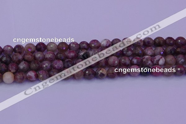 CTO612 15.5 inches 7mm faceted round tourmaline gemstone beads