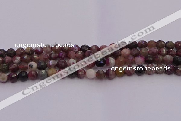 CTO635 15.5 inches 6mm faceted round tourmaline gemstone beads