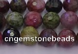 CTO636 15.5 inches 8mm faceted round tourmaline gemstone beads