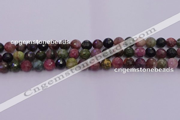 CTO636 15.5 inches 8mm faceted round tourmaline gemstone beads