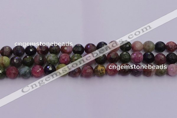 CTO637 15.5 inches 10mm faceted round tourmaline gemstone beads