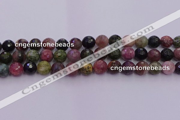 CTO638 15.5 inches 12mm faceted round tourmaline gemstone beads