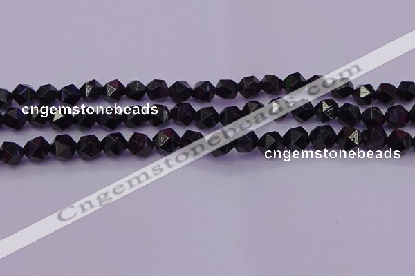 CTO645 15.5 inches 6mm faceted nuggets black tourmaline beads