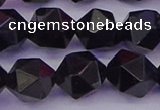 CTO648 15.5 inches 12mm faceted nuggets black tourmaline beads