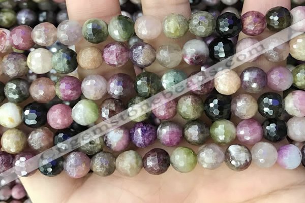 CTO677 15.5 inches 8mm faceted round natural tourmaline beads