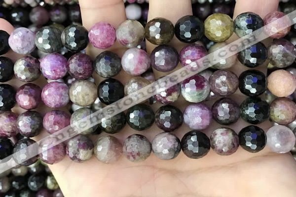 CTO678 15.5 inches 10mm faceted round natural tourmaline beads