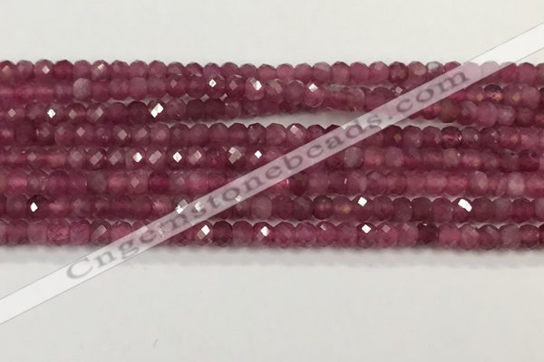 CTO685 15.5 inches 3*3.5mm faceted rondelle red tourmaline beads