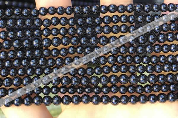 CTO710 15.5 inches 4mm round black tourmaline gemstone beads