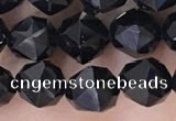 CTO717 15.5 inches 8mm faceted nuggets black tourmaline beads