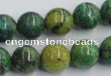 CTP06 15.5 inches 14mm round yellow green pine gemstone beads wholesale