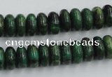 CTP07 15.5 inches 6*12mm rondelle yellow green pine gemstone beads