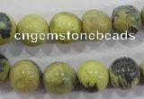 CTP104 15.5 inches 12mm round yellow pine turquoise beads wholesale