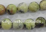 CTP105 15.5 inches 14mm round yellow pine turquoise beads wholesale