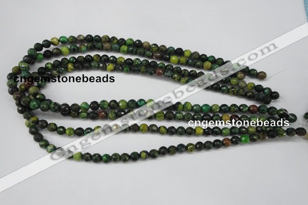 CTP211 15.5 inches 6mm faceted round yellow pine turquoise beads