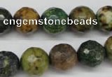 CTP214 15.5 inches 12mm faceted round yellow pine turquoise beads