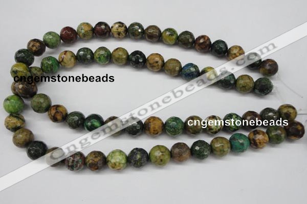 CTP214 15.5 inches 12mm faceted round yellow pine turquoise beads