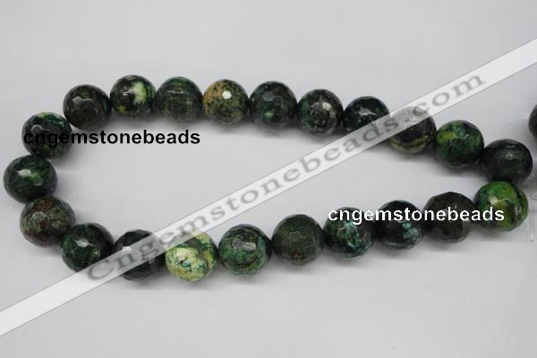 CTP217 15.5 inches 18mm faceted round yellow pine turquoise beads