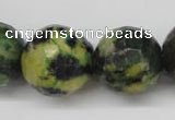 CTP218 15.5 inches 20mm faceted round yellow pine turquoise beads