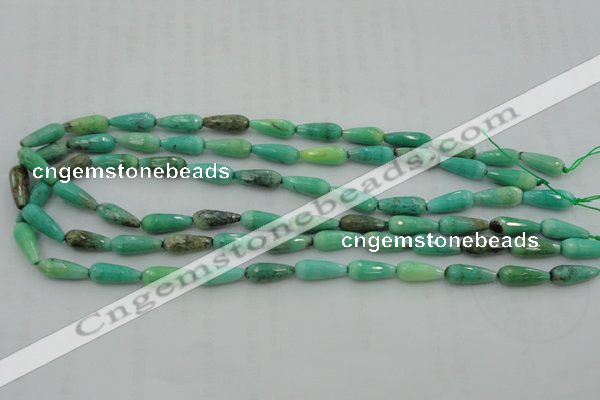 CTR06 15.5 inches 6*16mm faceted teardrop grass agate beads