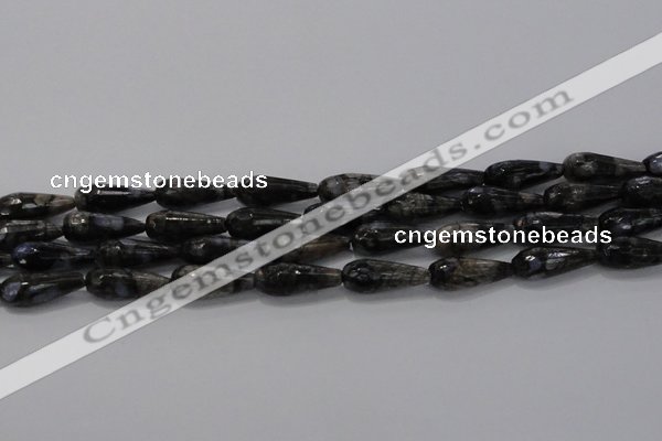 CTR100 15.5 inches 8*20mm faceted teardrop grey opal gemstone beads