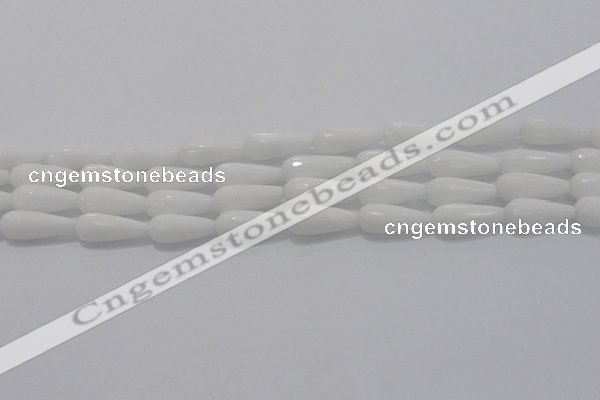 CTR105 15.5 inches 8*20mm faceted teardrop white porcelain beads