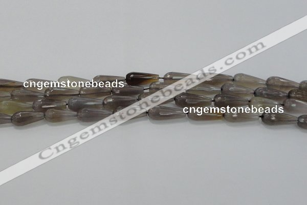 CTR106 15.5 inches 8*20mm faceted teardrop grey agate beads