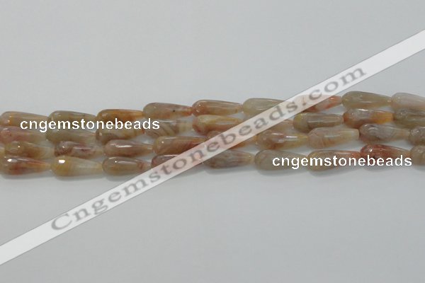 CTR107 15.5 inches 8*20mm faceted teardrop yellow agate beads