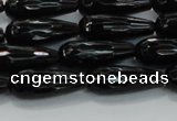 CTR109 15.5 inches 8*20mm faceted teardrop black agate beads