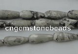 CTR11 15.5 inches 6*16mm faceted teardrop grey picture jasper beads