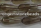 CTR110 15.5 inches 8*20mm faceted teardrop smoky quartz beads