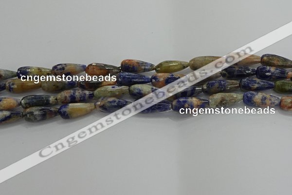 CTR111 15.5 inches 8*20mm faceted teardrop orange sodalite beads