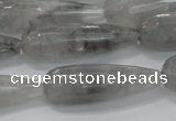 CTR131 15.5 inches 10*30mm faceted teardrop cloudy quartz beads