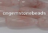 CTR132 15.5 inches 10*30mm faceted teardrop pink quartz beads