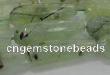 CTR136 15.5 inches 10*30mm faceted teardrop green rutilated quartz beads