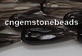 CTR137 15.5 inches 10*30mm faceted teardrop smoky quartz beads