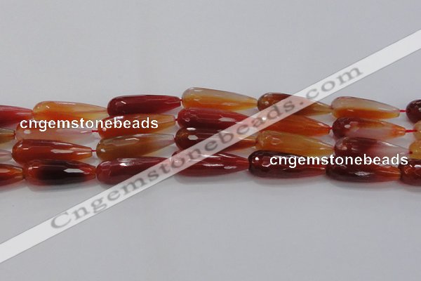 CTR142 15.5 inches 10*30mm faceted teardrop red agate beads