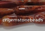 CTR143 15.5 inches 10*30mm faceted teardrop natural fire agate beads