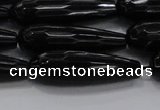 CTR145 15.5 inches 10*30mm faceted teardrop black agate beads