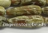 CTR153 15.5 inches 10*30mm teardrop green dragon serpentine jasper beads