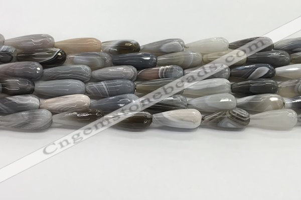 CTR154 15.5 inches 8*20mm faceted teardrop grey Botswana agate beads