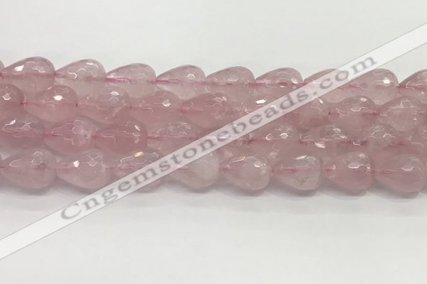 CTR158 15.5 inches 12*16mm faceted teardrop rose quartz beads