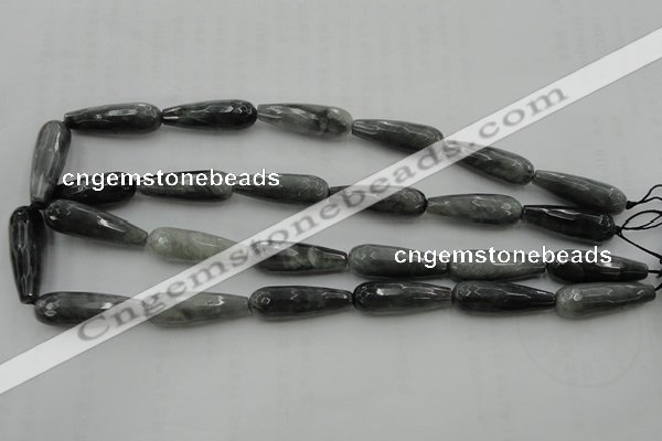 CTR31 15.5 inches 10*30mm faceted teardrop eagle eye jasper beads