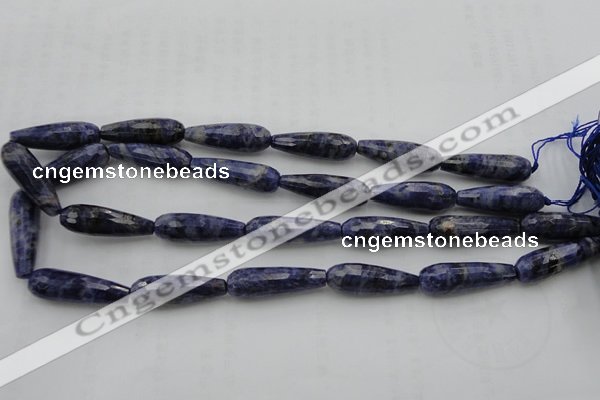 CTR32 15.5 inches 10*30mm faceted teardrop sodalite gemstone beads