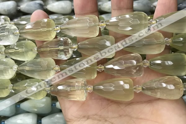 CTR352 15.5 inches 15*25mm faceted teardrop lemon quartz beads