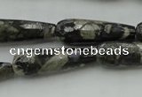 CTR37 15.5 inches 10*30mm faceted teardrop grey opal gemstone beads