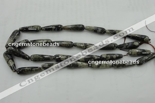 CTR37 15.5 inches 10*30mm faceted teardrop grey opal gemstone beads