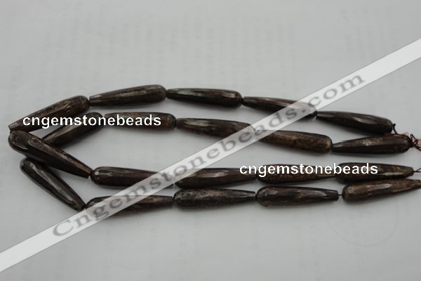 CTR45 15.5 inches 10*40mm faceted teardrop bronzite gemstone beads